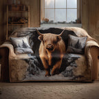 Highland Cow in the Grey Snow Sofa Cover