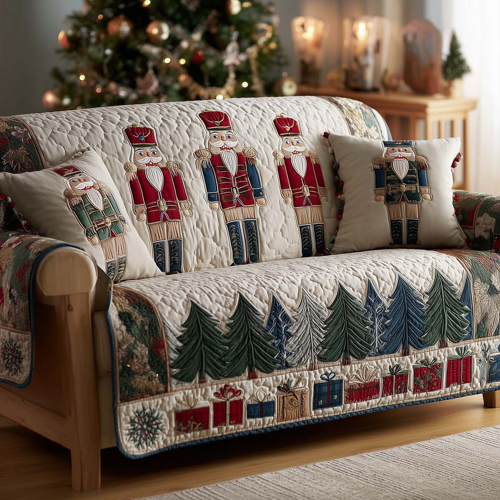 Nutcrackers with Trees and Gifts Sofa Cover