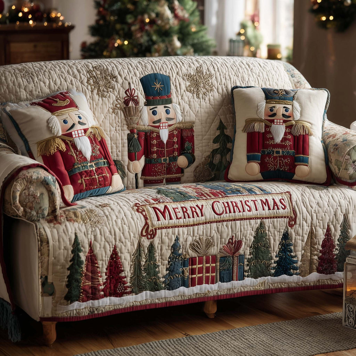 Merry Christmas Nutcracker Parade Sofa Cover
