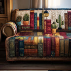 Vintage Bookself Sofa Cover