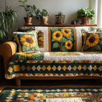 Sunflower Blocks with Green Borders Sofa Cover
