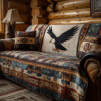 Eagle on Cream Aztec Blanket Sofa Cover