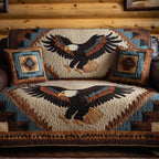 Spread Wing Eagles on Navy Blocks Sofa Cover