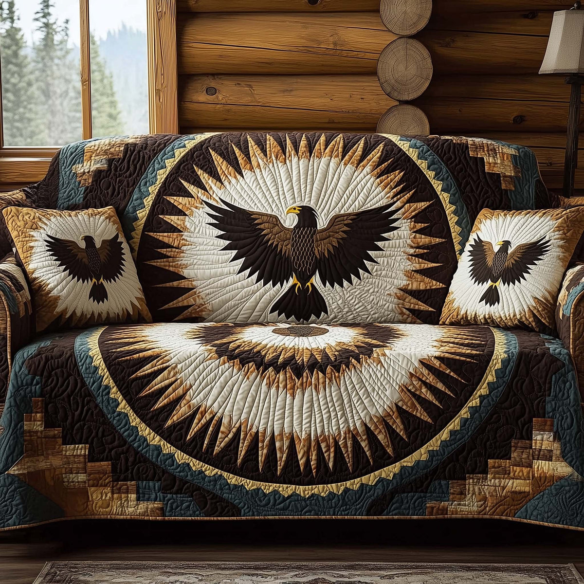 Eagle in the Cream Medallion Sofa Cover