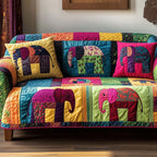 Vivid Pink and Purple Elephants Sofa Cover