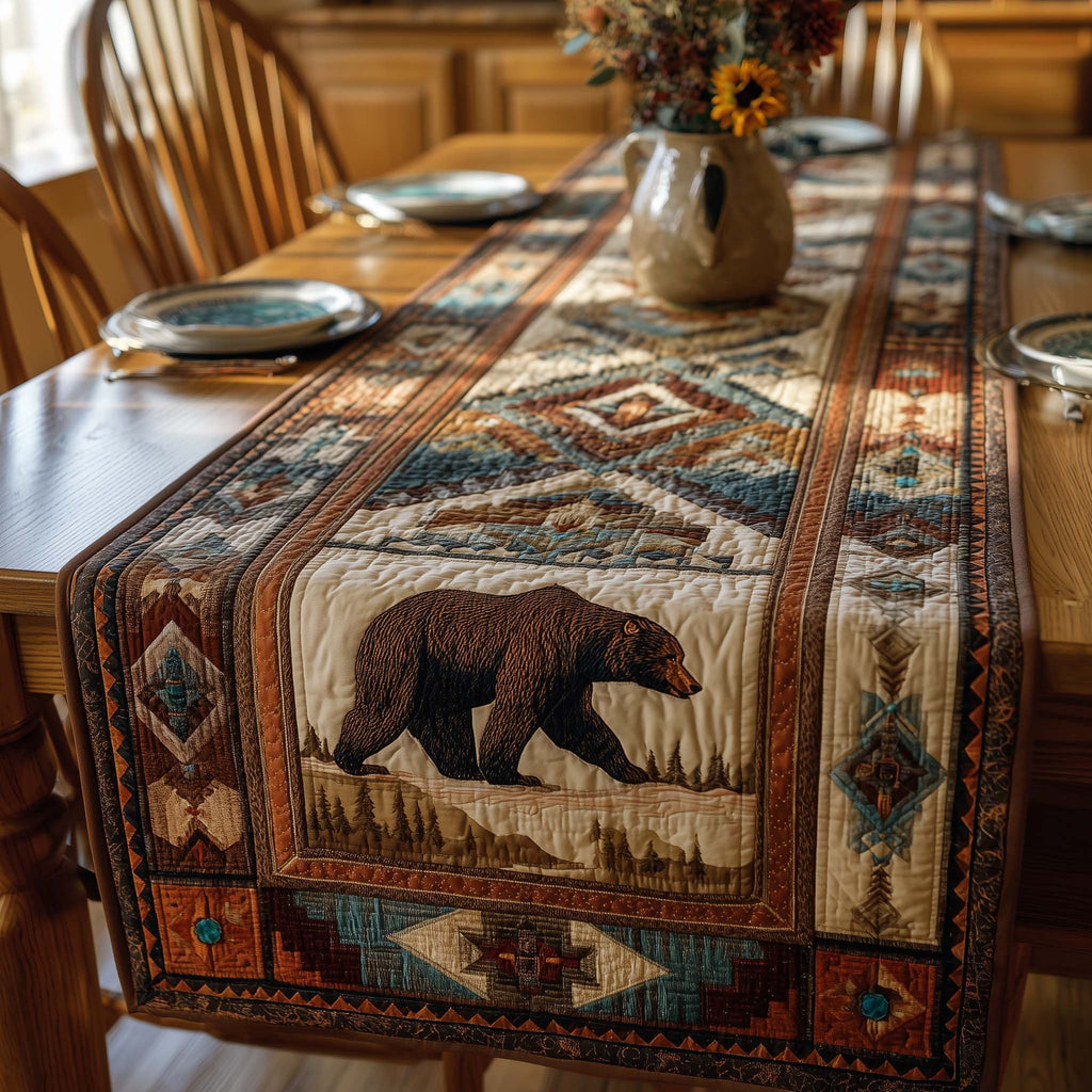 Walking Bear on Southwestern Panel Table Runner