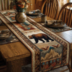 Bear on Rustic Mountain Panel Table Runner