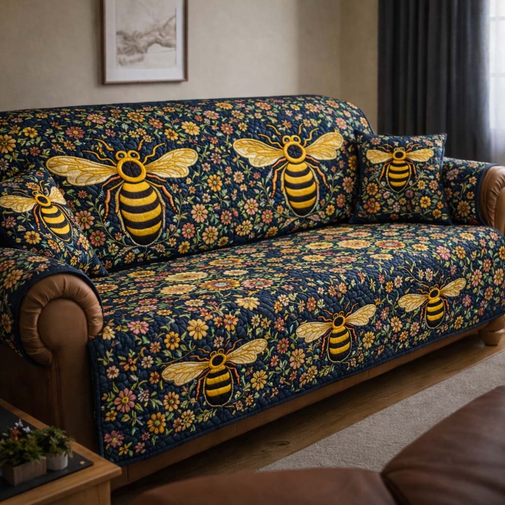 Midnight Garden Bees Sofa Cover