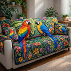 Red and Blue Macaws in the Jungle Sofa Cover