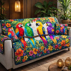 Four Macaws on the Flowering Branch Sofa Cover