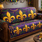 Gold Fleur de Lis on Purple Sofa Cover