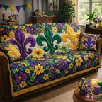 Fleur de Lis Among Golden Blooms Sofa Cover
