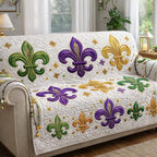 Fleur de Lis Trio on White Sofa Cover