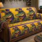 Alligators in Purple and Gold Sofa Cover