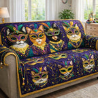 Masked Cats with Carnival Beads Sofa Cover