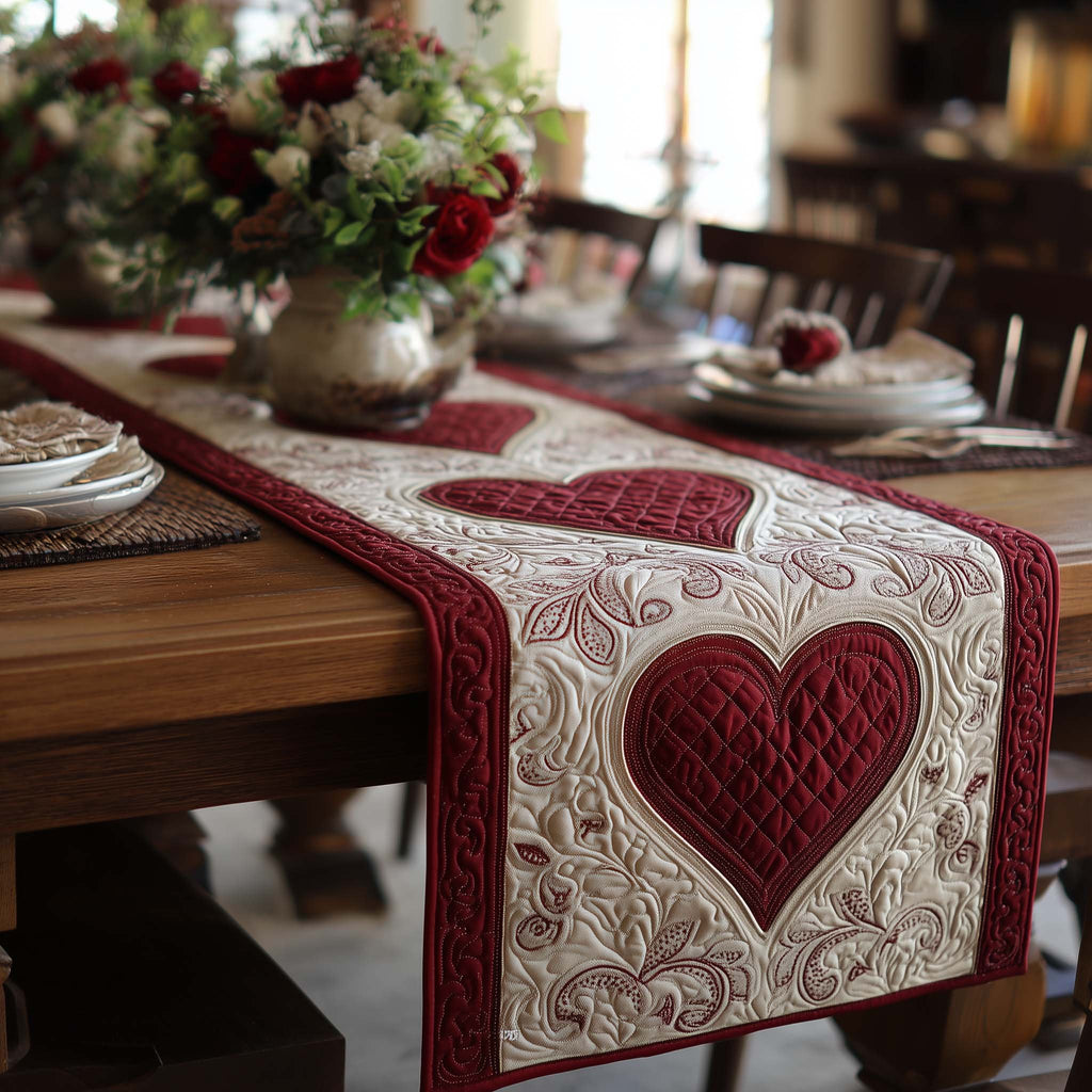 Crimson Heartloom Table Runner