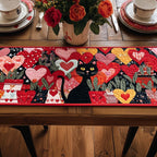 Valentine Cat Garden Table Runner