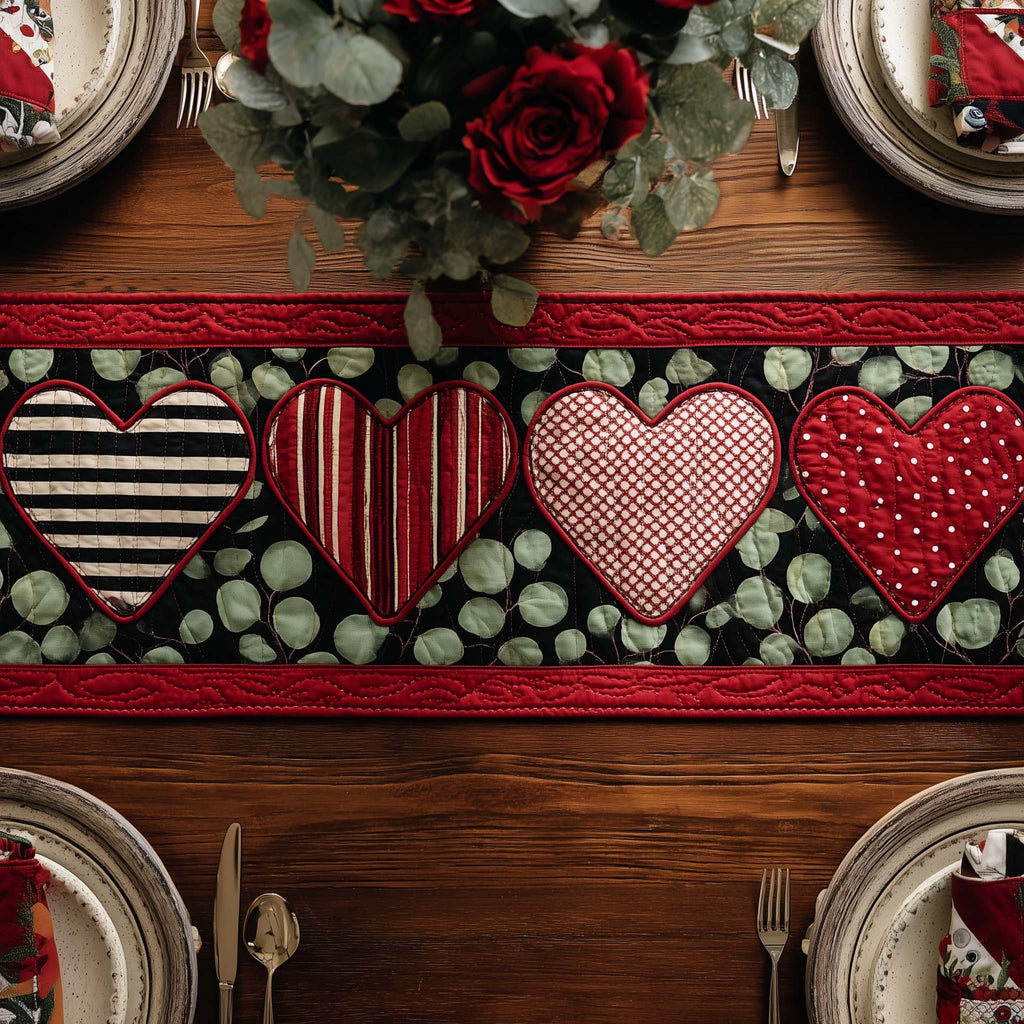 Classic Valentine Hearts Table Runner