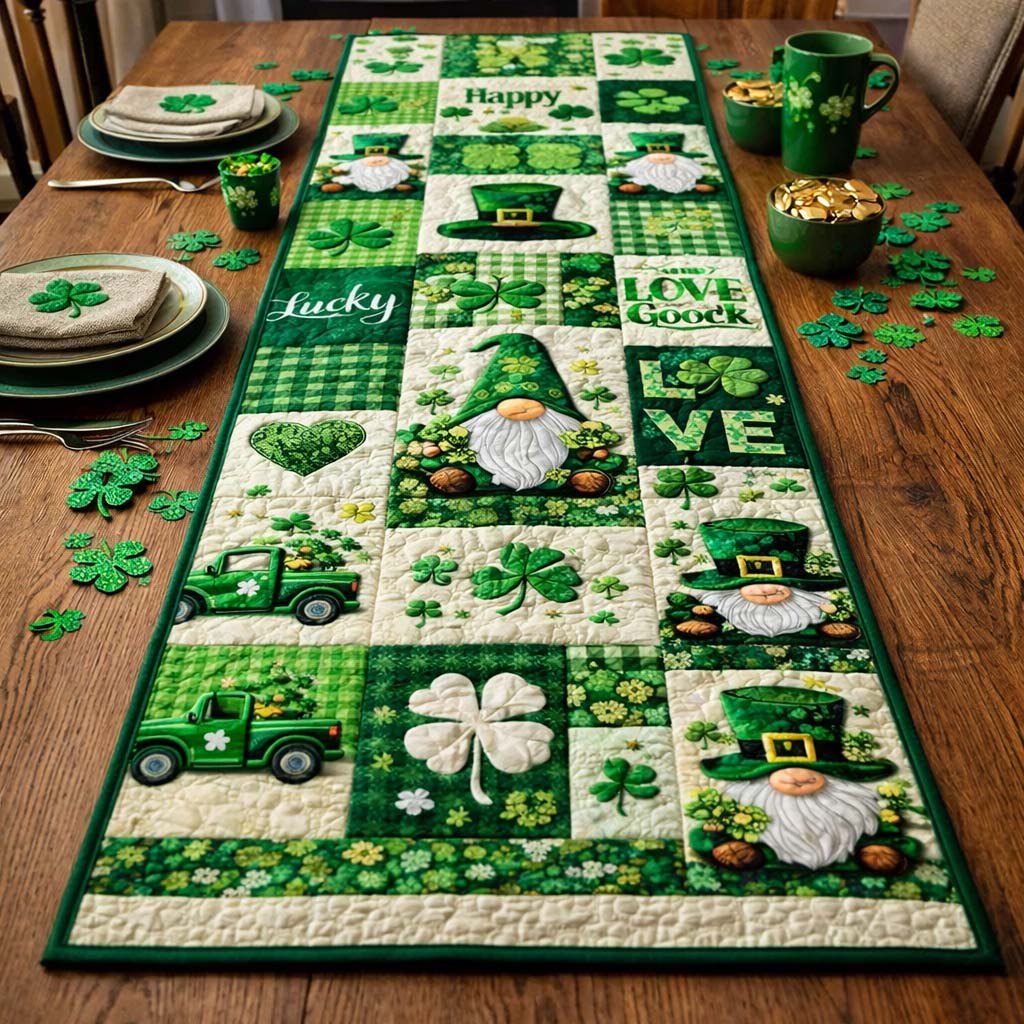 Irish Gnome Wishes Table Runner