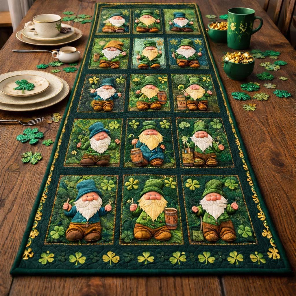Lucky Gnome Grid Table Runner