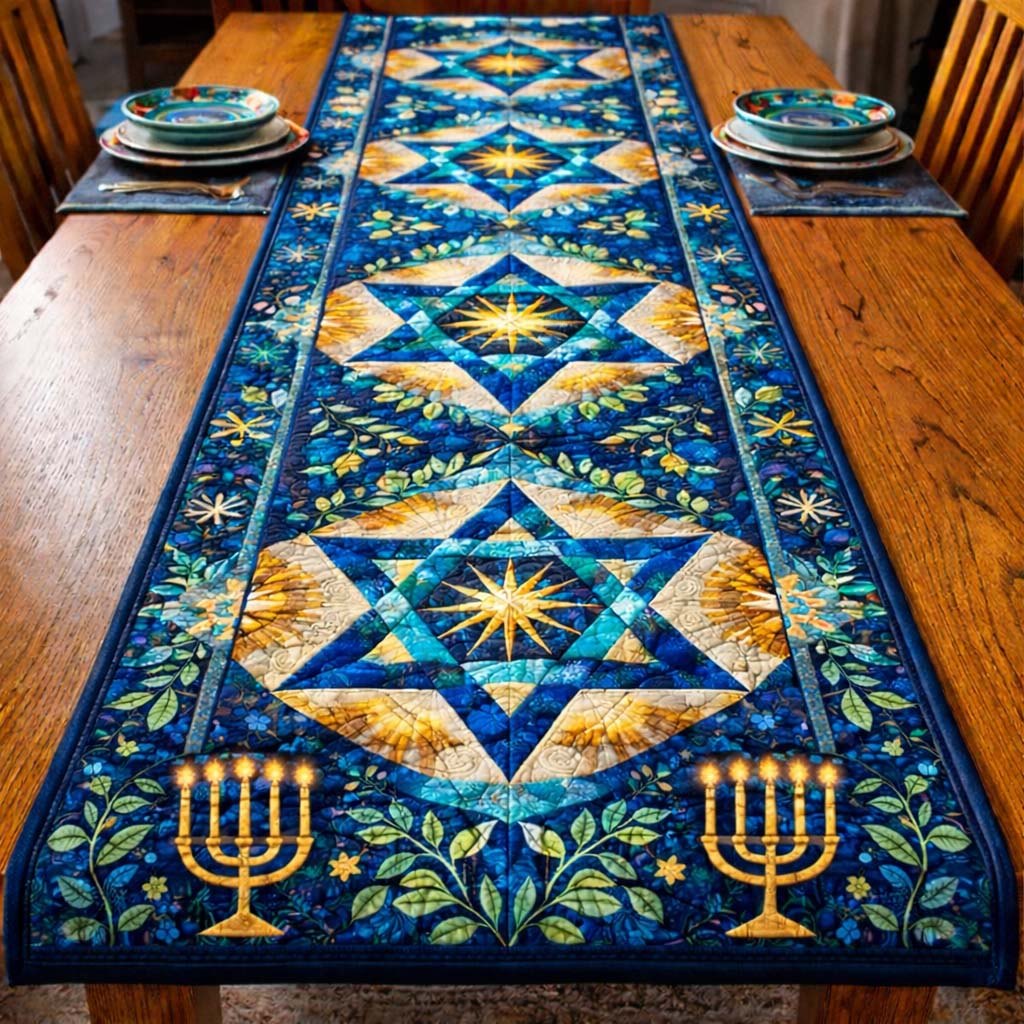 Blue Star Radiance Table Runner