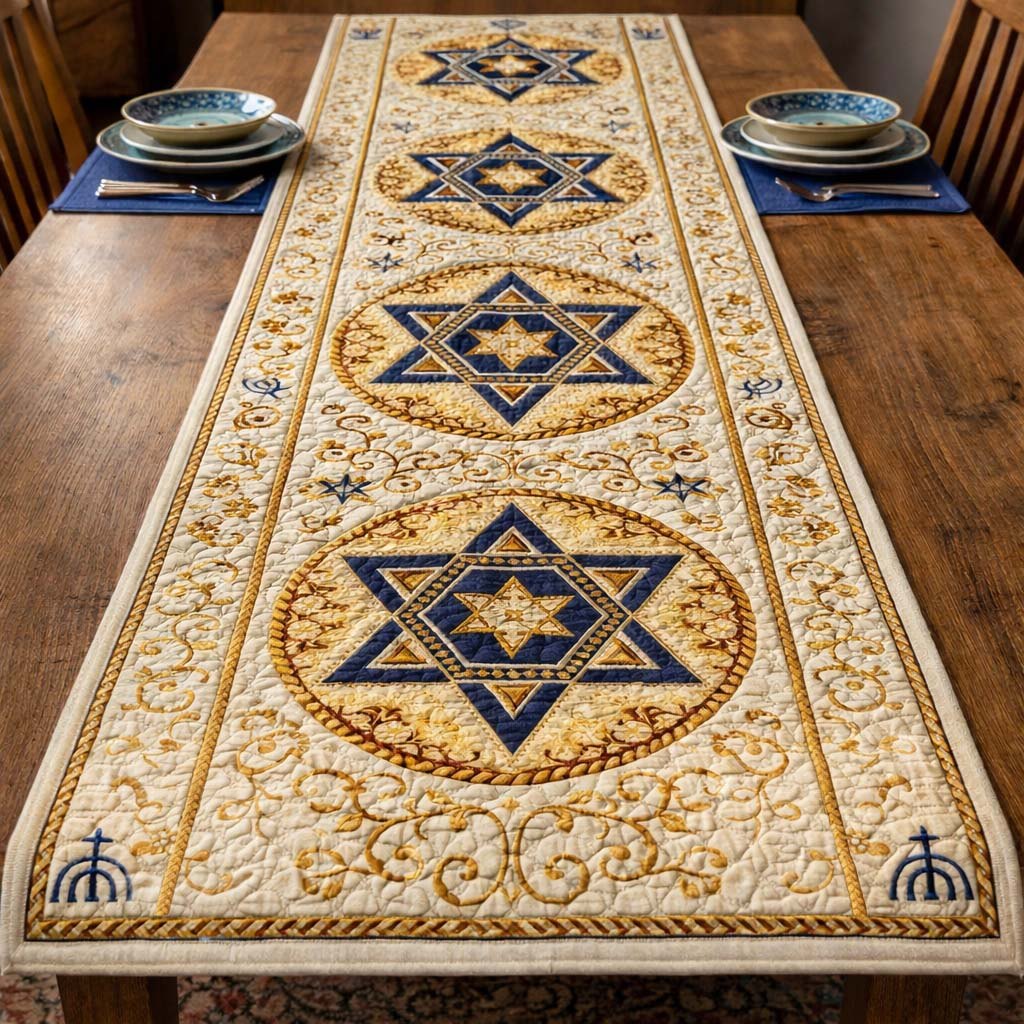 Ivory Star Medallion Table Runner