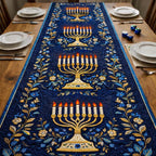 Midnight Menorah Bloom Table Runner