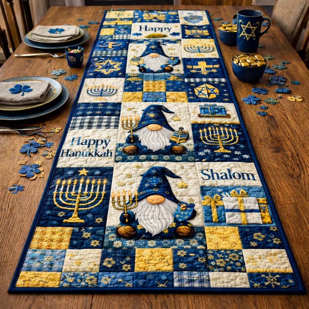 Hanukkah Gnome Joy Table Runner