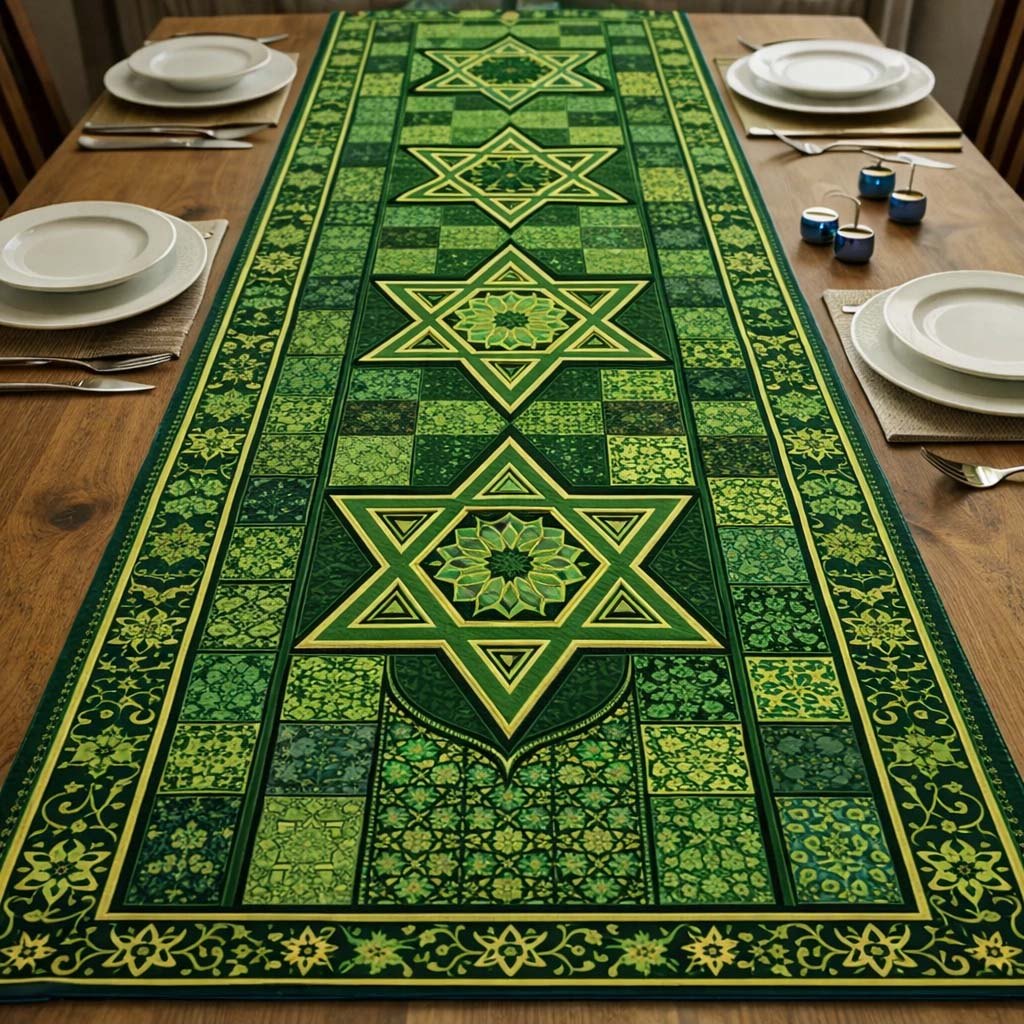 Emerald Star Mosaic Table Runner