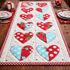 Printed Hearts in Red Squares Table Runner