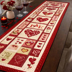 Love Hearts Valentine Blocks on Cream Table Runner