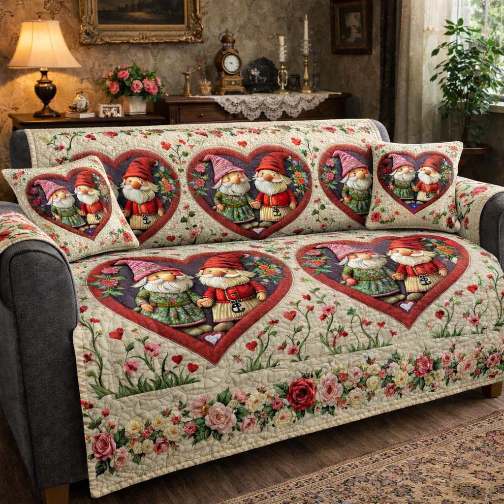 Hearted Gnomes Sofa Cover