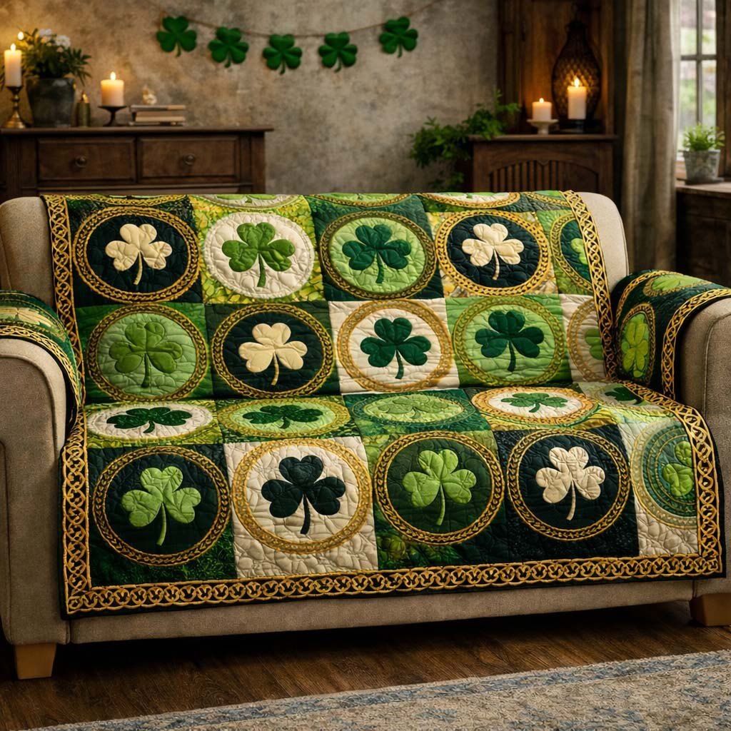 Golden Clover Medallion Sofa Cover