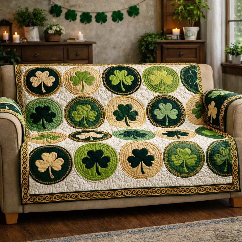 Emerald Clover Rings Sofa Cover