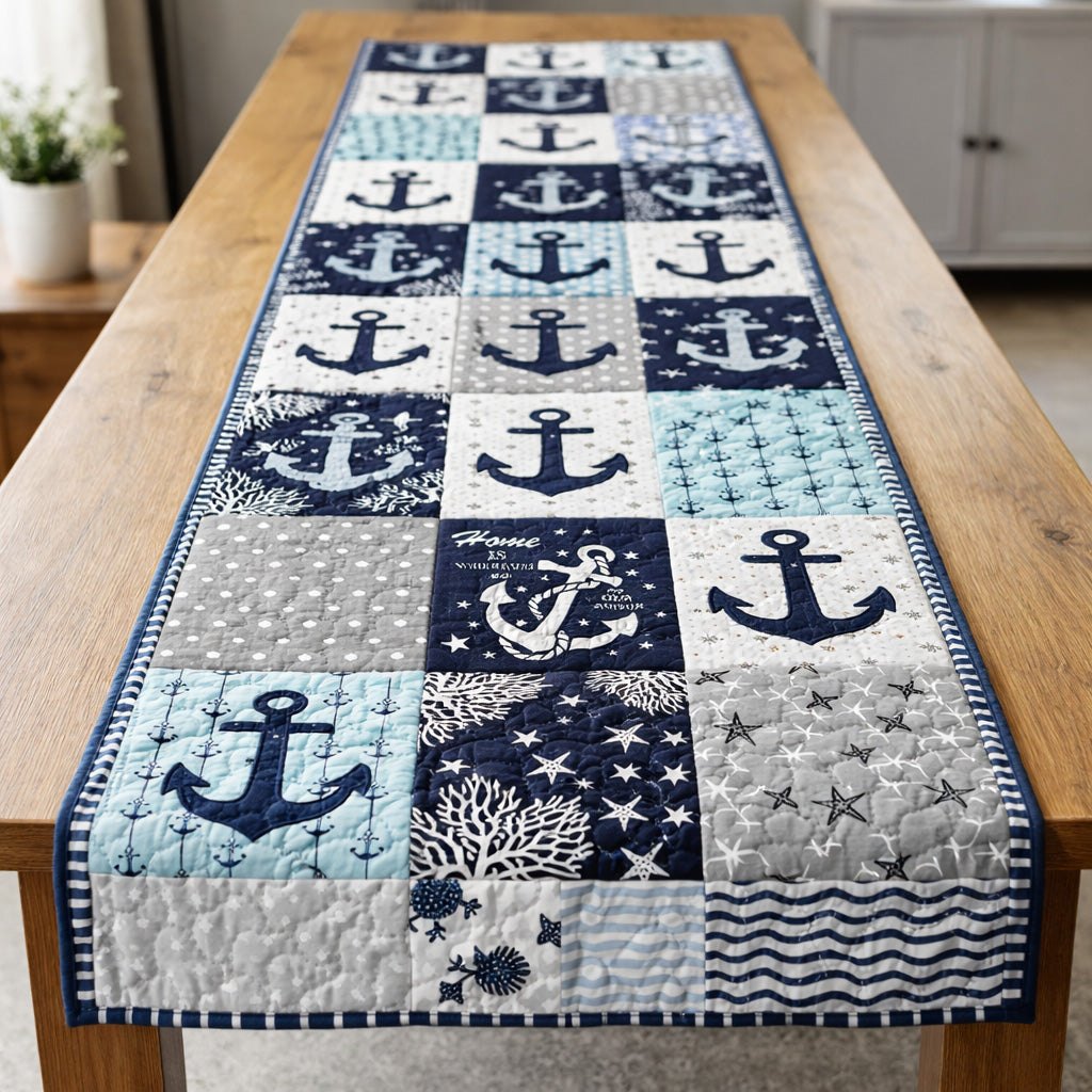 Coastal Night Anchors Table Runner