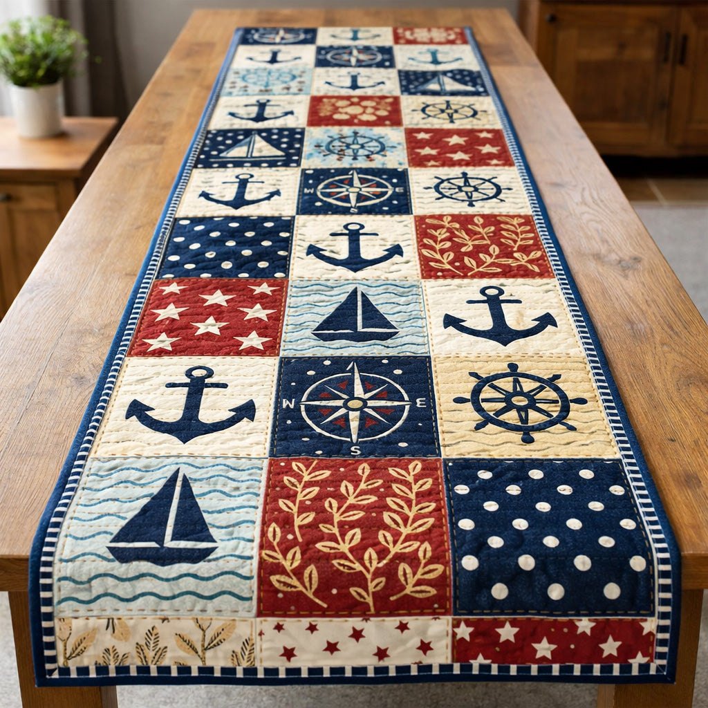 Harbor Compass Patchwork Table Runner
