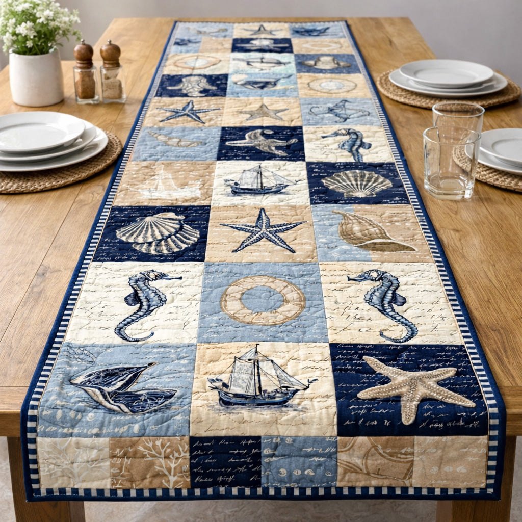 Ocean Voyage Blocks Table Runner