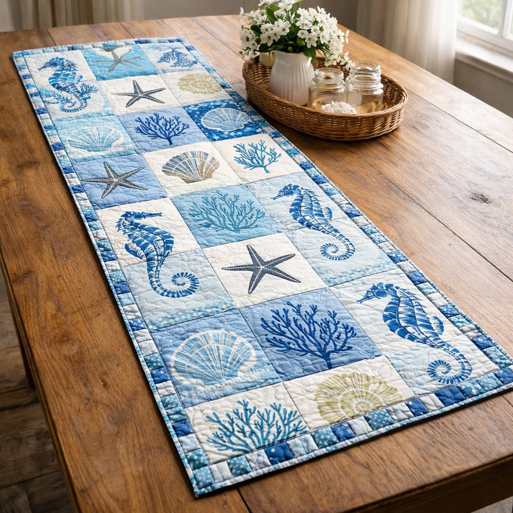 Tropical Coastal Icons Table Runner