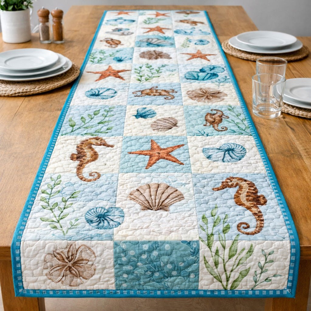 Oceanic Calm Patchwork Table Runner