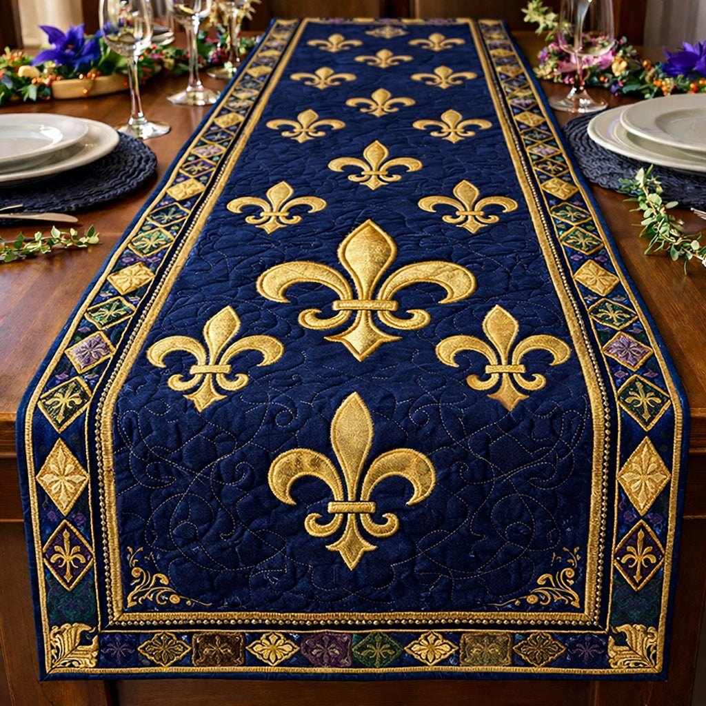 Midnight Fleur Gold Table Runner