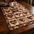 Hearts in Brown Quilt Blocks Table Runner