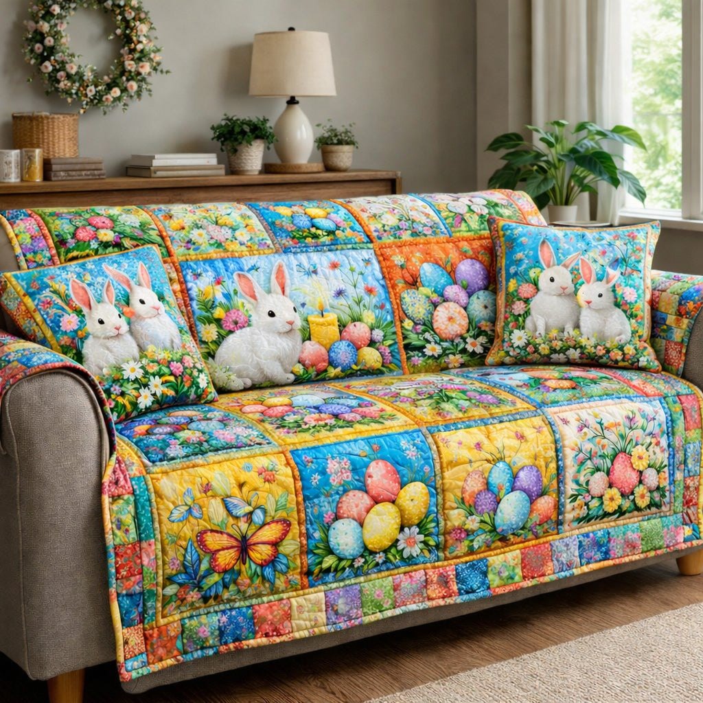 Easter Patchwork Sofa Cover