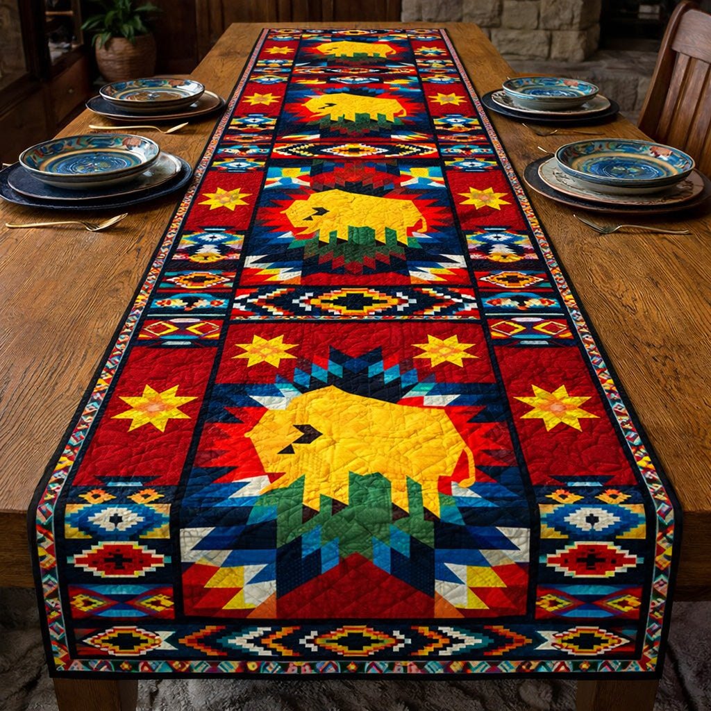 Golden Buffalo Spirit Table Runner