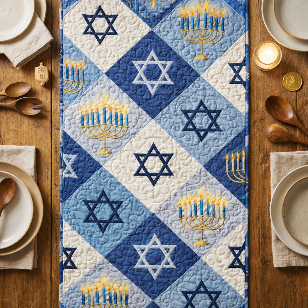 Menorah Light Blessing Table Runner