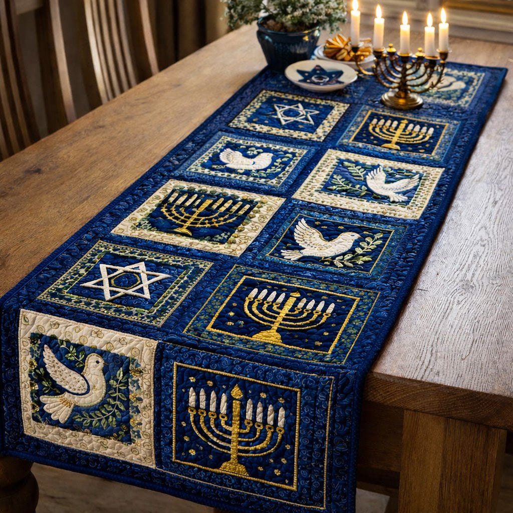 Sacred Hanukkah Night Table Runner