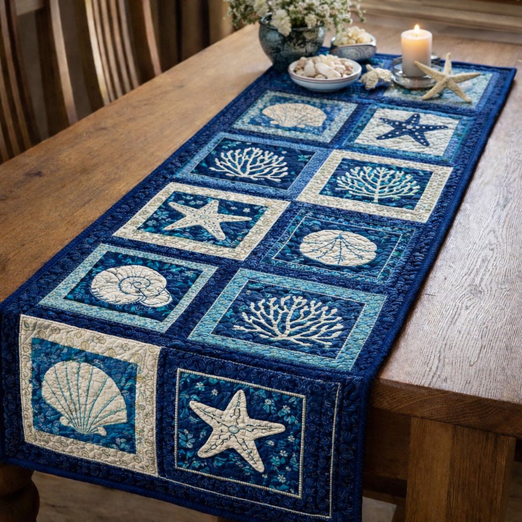 Coastal Shell Patchwork Table Runner