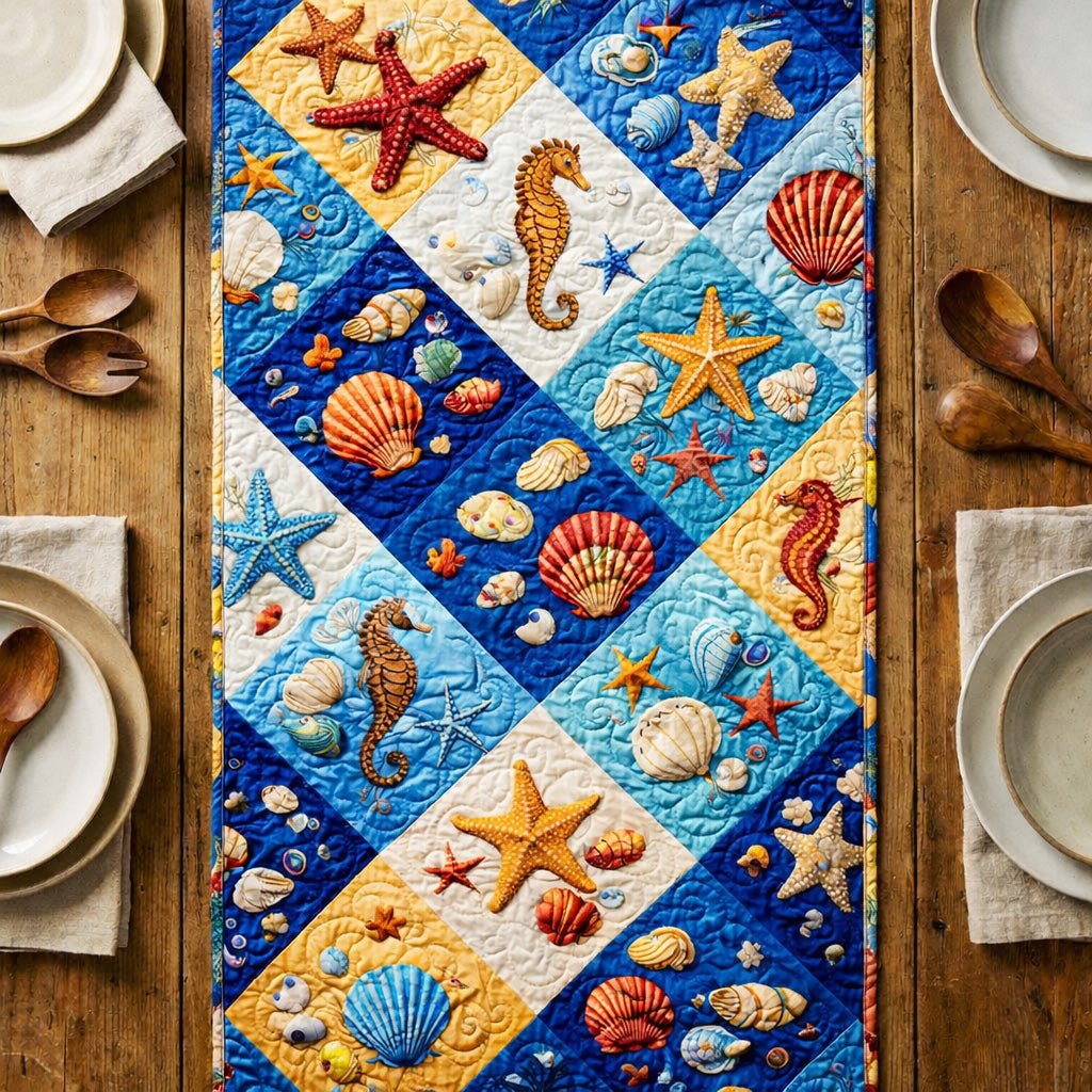 Nautical Ocean Patchwork Table Runner