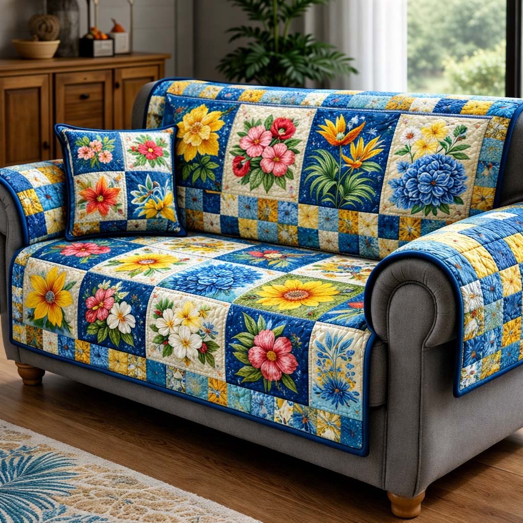 Sunny Meadow Patchwork Sofa Cover