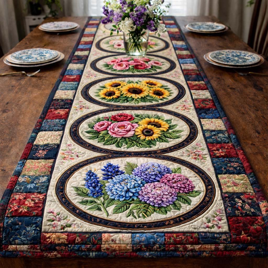 Vintage Floral Patchwork Table Runner