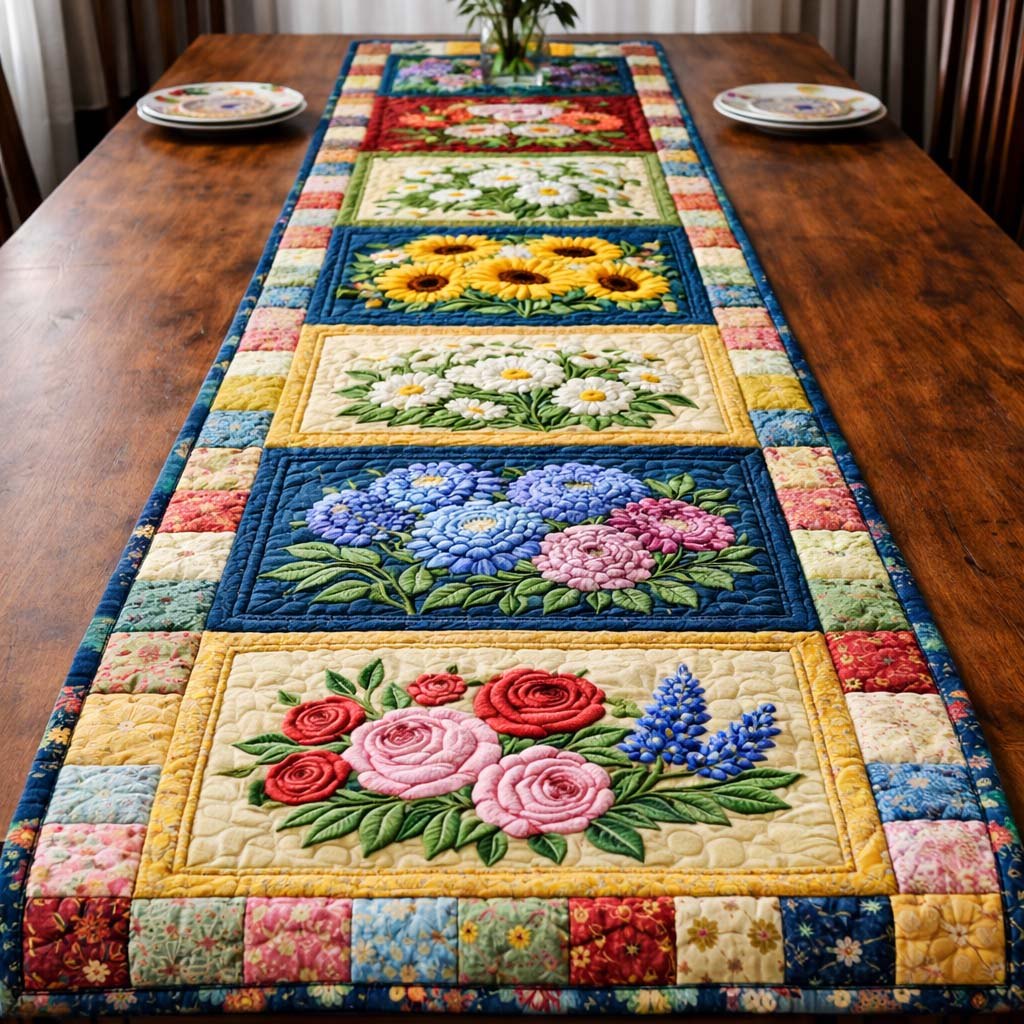 Romantic Bloom Patchwork Table Runner